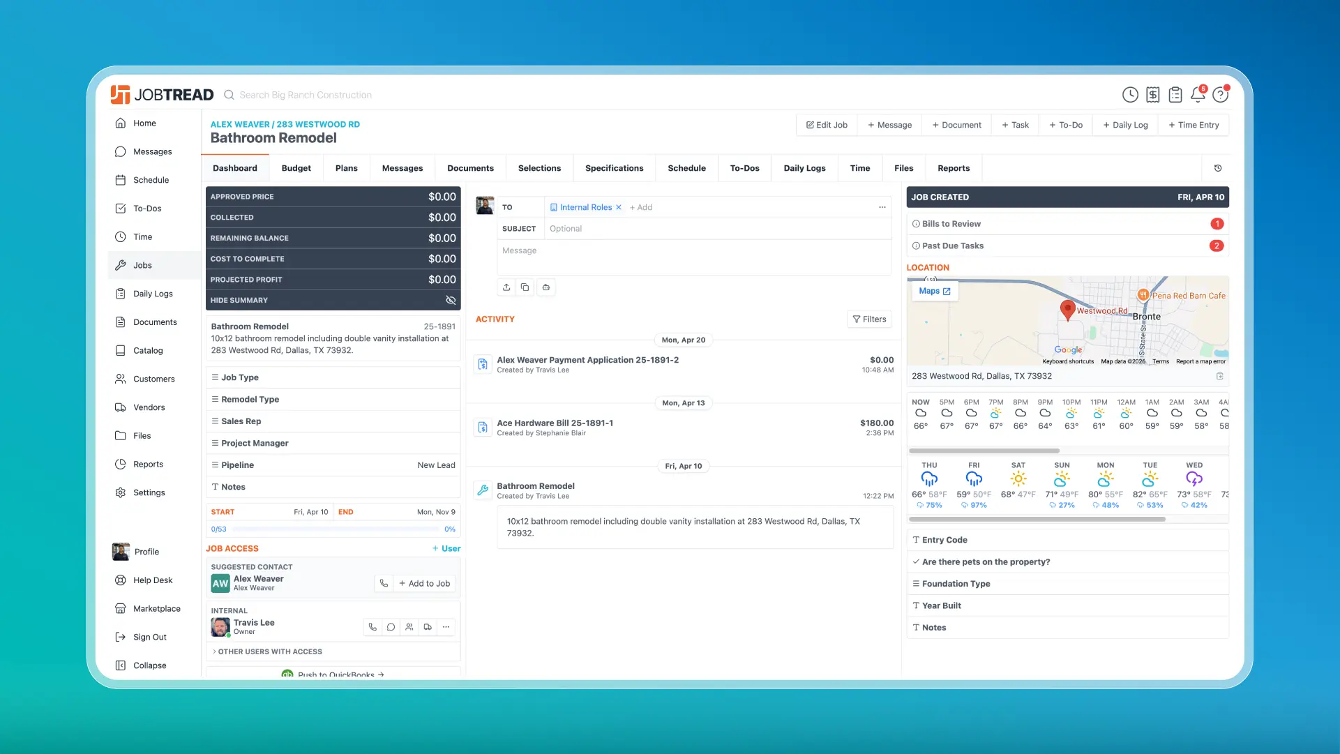 JobTread dashboard