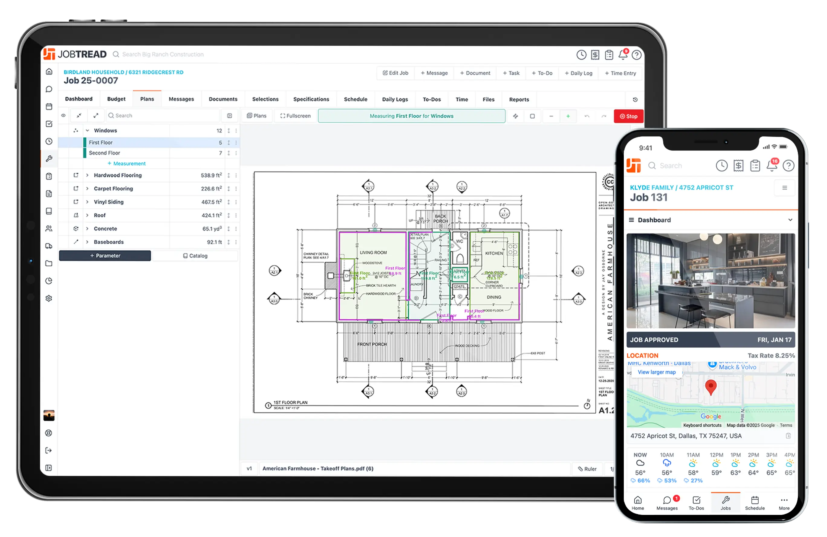 Construction takeoff and project management software