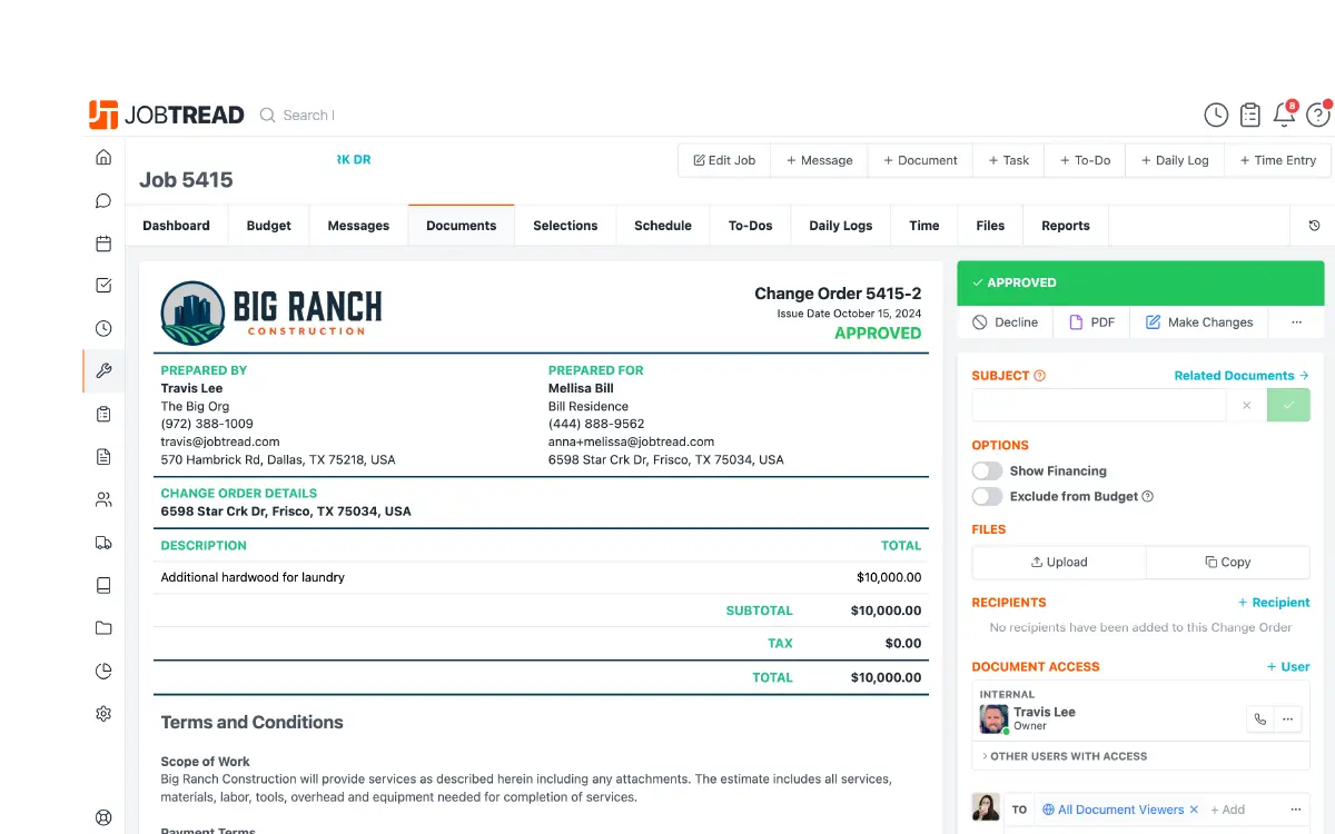 procore vs buildertrend vs jobtread change orders