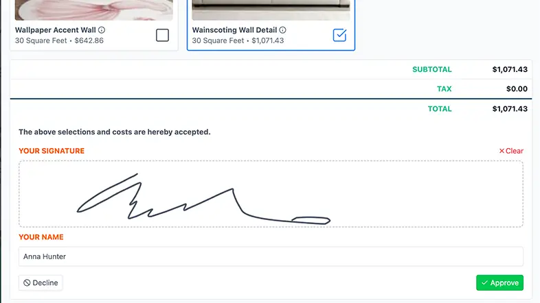 Get a digital approval of a selection