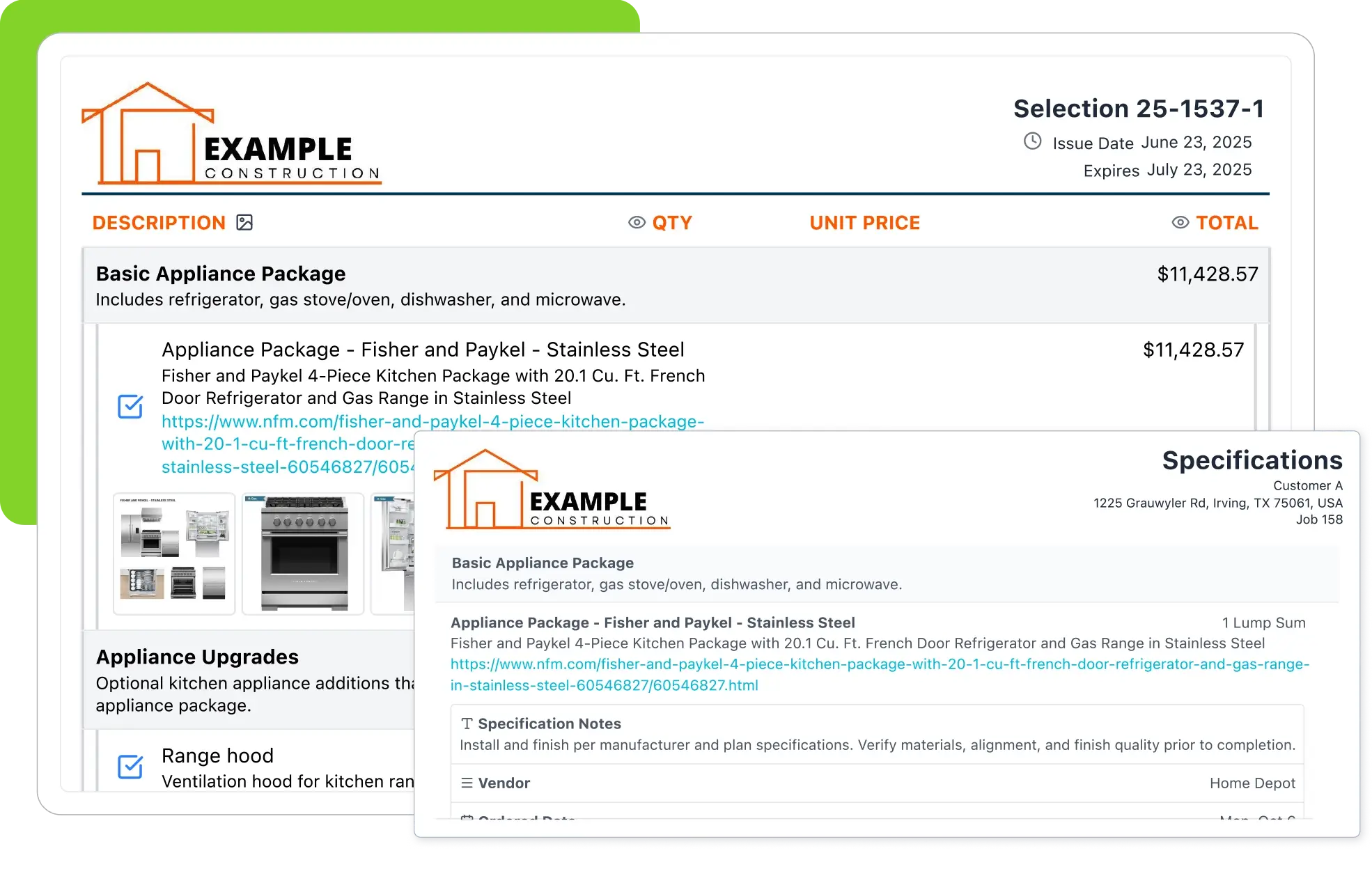 JobTread Specifications